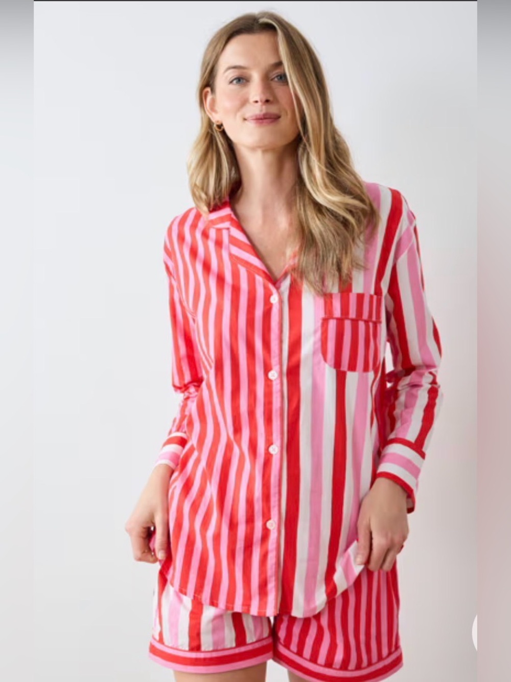 Printfresh Taffy Stripes - Long Sleeve Top & Shorts Set - Peppermint Swirl XL